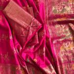 Enamoring Dark Pink Soft Banarasi Silk Saree With Opulent Blouse Piece
