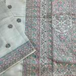 Prodigal Beige Embroidery Work Tussar Silk Saree With Blooming Blouse Piece
