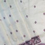 Desultory Off White Embroidery Work Tussar Silk Saree With Vibrant Blouse Piece