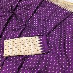 Twirling Purple Embroidery Work Tussar Silk Saree With Felicitous Blouse Piece
