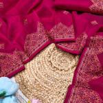 Verdant Dark Pink Embroidery Work Tussar Silk Saree With Seraphic Blouse Piece