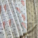 Murmurous Off White Embroidery Work Tussar Silk Saree With Enthralling Blouse Piece