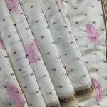 Resplendent Off White Embroidery Work Tussar Silk Saree With Alluring Blouse Piece