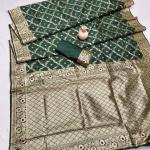 Winsome Dark Green Soft Banarasi Silk Saree With Twirling Blouse Piece