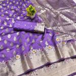 Palimpsest Lavender Soft Banarasi Silk Saree With Preferable Blouse Piece