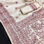 Serendipity Off White Embroidery Work Tussar Silk Saree With Desuetude Blouse Piece