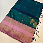 Nemesis Dark Green Soft Banarasi Silk Saree With Stunning Blouse Piece