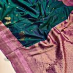 Nemesis Dark Green Soft Banarasi Silk Saree With Stunning Blouse Piece