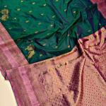 Nemesis Dark Green Soft Banarasi Silk Saree With Stunning Blouse Piece