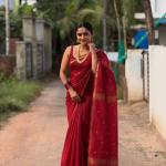 Ratatouille Red Cotton Silk Saree With Snappy Blouse Piece