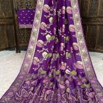 Proficient Purple Banarasi Dola Silk Saree With Elaborate Blouse Piece