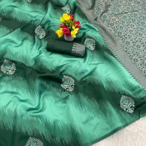 Propinquity Turquoise Soft Silk Saree With Zephyr Blouse Piece