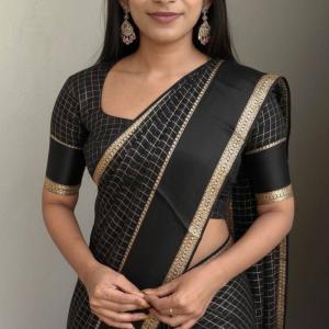 Felicitous Black Banarasi Viscose Silk Saree With Innovative Blouse Piece