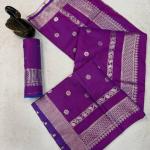 Sonorous Purple Pure Zari Weaving Banarasi Silk Saree With Arresting Blouse Piece