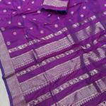 Sonorous Purple Pure Zari Weaving Banarasi Silk Saree With Arresting Blouse Piece