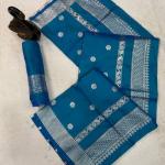 Ratatouille Rama Pure Zari Weaving Banarasi Silk Saree With Ethereal Blouse Piece