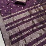 Glamorous Wine Pure Zari Weaving Banarasi Silk Saree With Pretty Blouse Piece