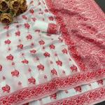 Rhapsodic Off White Cotton Silk Saree With Evanescent Blouse Piece