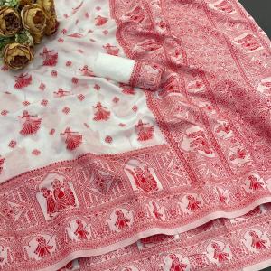 Luminous Off White Cotton Silk Saree With Cynosure Blouse Piece