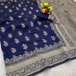 Profuse Navy Blue Soft Silk Saree With Seraglio Blouse Piece