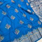 Eclat Blue Banarasi Georgette Silk Saree With Fragrant Blouse Piece