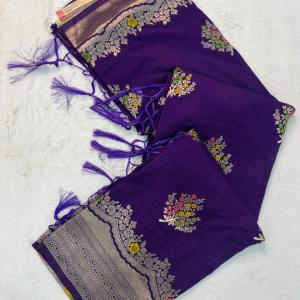 Seraglio Purple Banarasi Georgette Silk Saree With Groovy Blouse Piece