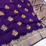 Seraglio Purple Banarasi Georgette Silk Saree With Groovy Blouse Piece