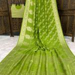 Eloquence Green Banarasi Dola Silk Saree With Preferable Blouse Piece