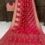 Quintessential Red Banarasi Dola Silk Saree With Dazzling Blouse Piece