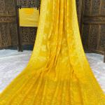 Ravishing Yellow Banarasi Dola Silk Saree With Glowing Blouse Piece