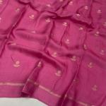 Unequalled Dark Pink Banarasi Khadi Silk Saree With Excellent Blouse Piece