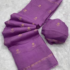 Efflorescence Lavender Banarasi Khadi Silk Saree With Sophisticated Blouse Piece
