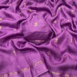 Efflorescence Lavender Banarasi Khadi Silk Saree With Sophisticated Blouse Piece