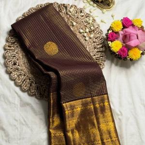 Rhapsodic Brown Soft Silk Saree With Ethereal Blouse Piece