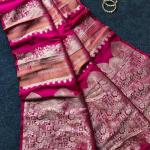 Majesty Dark Pink Banarasi Dola Silk Saree With Fancifull Blouse Piece