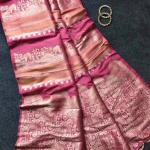 Winsome Pink Banarasi Dola Silk Saree With Allure Blouse Piece