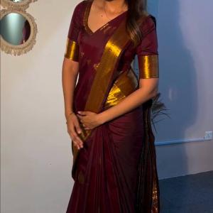 Woebegone Maroon Soft Silk Saree With Ephemeral Blouse Piece