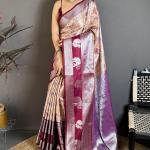 Enticing Beige Kanjivaram Silk Saree With Demanding Blouse Piece