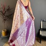 Enticing Beige Kanjivaram Silk Saree With Demanding Blouse Piece