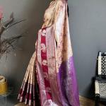 Enticing Beige Kanjivaram Silk Saree With Demanding Blouse Piece