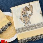Snazzy Off White Kalamkari Thread Work Tussar Silk Saree With Opulent Blouse Piece