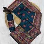 Marvellous Navy Blue Pashmina Saree With Elaborate Blouse Piece