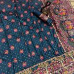 Marvellous Navy Blue Pashmina Saree With Elaborate Blouse Piece