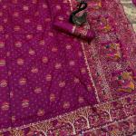 Embrocation Purple Pashmina Saree With Beauteous Blouse Piece