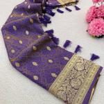 Rhapsodic Lavender Pure Zari Weaving Banarasi Silk Saree With Arresting Blouse Piece