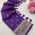 Sophisticated Purple Pure Zari Weaving Banarasi Silk Saree With Incredible Blouse Piece