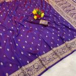 Sophisticated Purple Pure Zari Weaving Banarasi Silk Saree With Incredible Blouse Piece