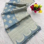 Evanescent Grey Soft Silk Saree With Designer Blouse Piece