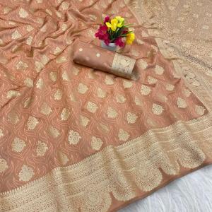 Lagniappe Light Brown Soft Silk Saree With Splendorous Blouse Piece