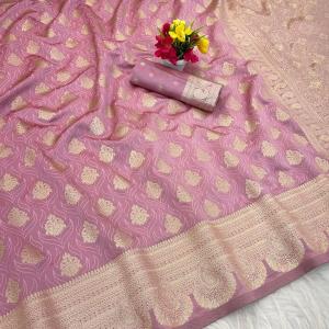 Petrichor Pink Soft Silk Saree With Quintessential Blouse Piece